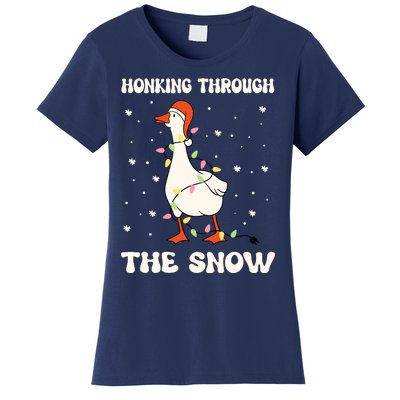 Honking Through The Snow Funny Goose Ugly Christmas Women's T-Shirt