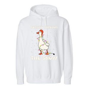 Honking Through The Snow Funny Goose Ugly Christmas Garment-Dyed Fleece Hoodie