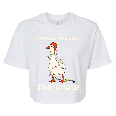 Honking Through The Snow Funny Goose Ugly Christmas Bella+Canvas Jersey Crop Tee