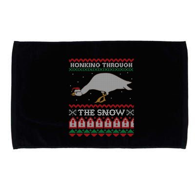 Honking Through The Snow Goose Ugly Christmas Sweater Honk Cool Gift Microfiber Hand Towel