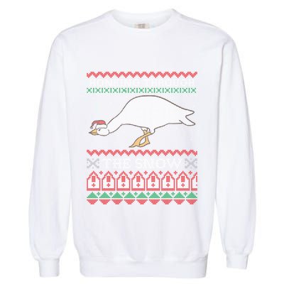 Honking Through The Snow Goose Ugly Christmas Sweater Honk Cool Gift Garment-Dyed Sweatshirt