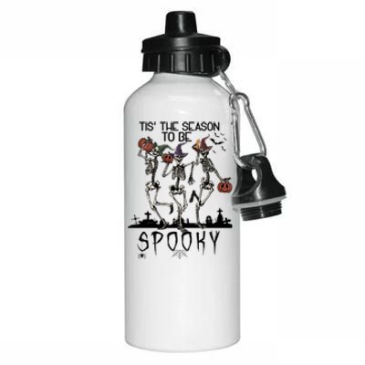 Halloween Tis' The Season To Be Spooky Dancing Skeletons Gift Aluminum Water Bottle