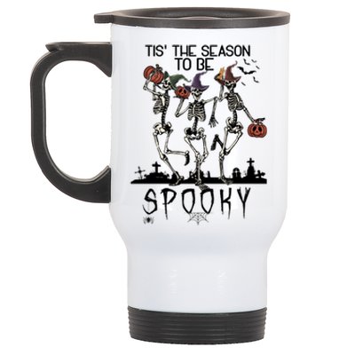 Halloween Tis' The Season To Be Spooky Dancing Skeletons Gift Stainless Steel Travel Mug