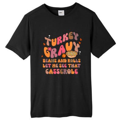 Happy Thanksgiving Turkey Day Gravy Beans Rolls Casserole Tall Fusion ChromaSoft Performance T-Shirt