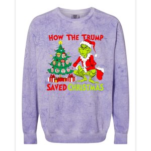 How The Trump Saved Christmas Funny Trump Christmas 2024 Colorblast Crewneck Sweatshirt