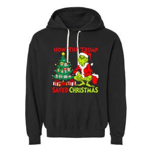 How The Trump Saved Christmas Funny Trump Christmas 2024 Garment-Dyed Fleece Hoodie