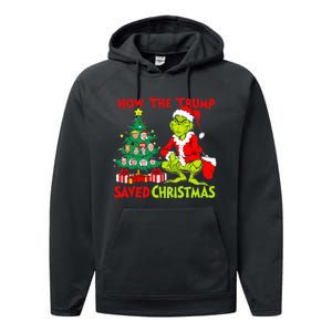 How The Trump Saved Christmas Funny Trump Christmas 2024 Performance Fleece Hoodie