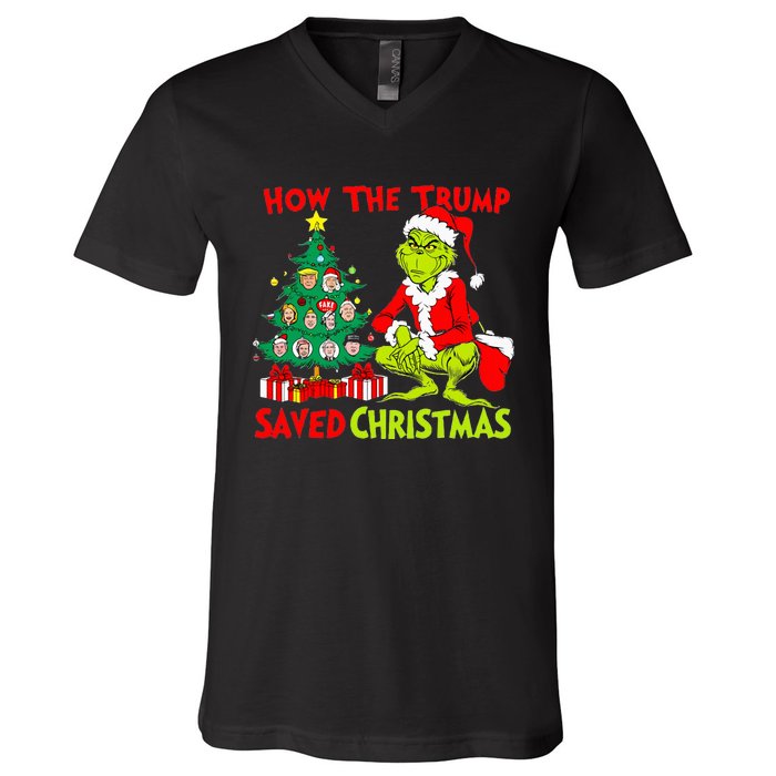 How The Trump Saved Christmas Funny Trump Christmas 2024 V-Neck T-Shirt