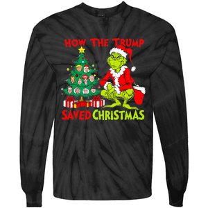 How The Trump Saved Christmas Funny Trump Christmas 2024 Tie-Dye Long Sleeve Shirt