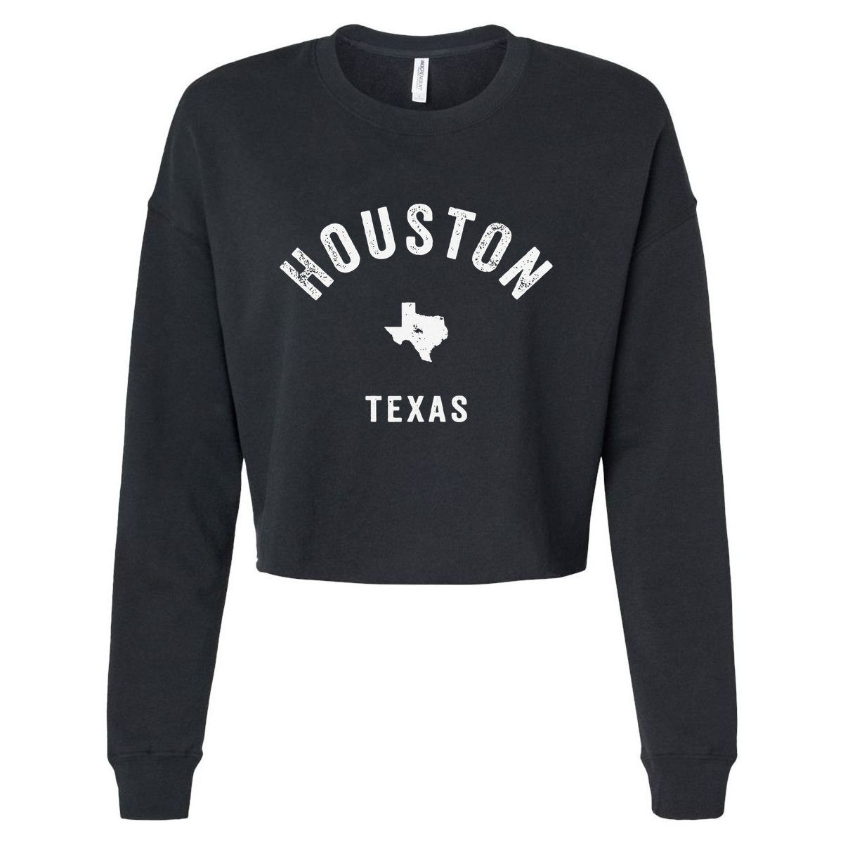 Houston Texas Tx Vintage 70s Athletic Sports Cropped Pullover Crew