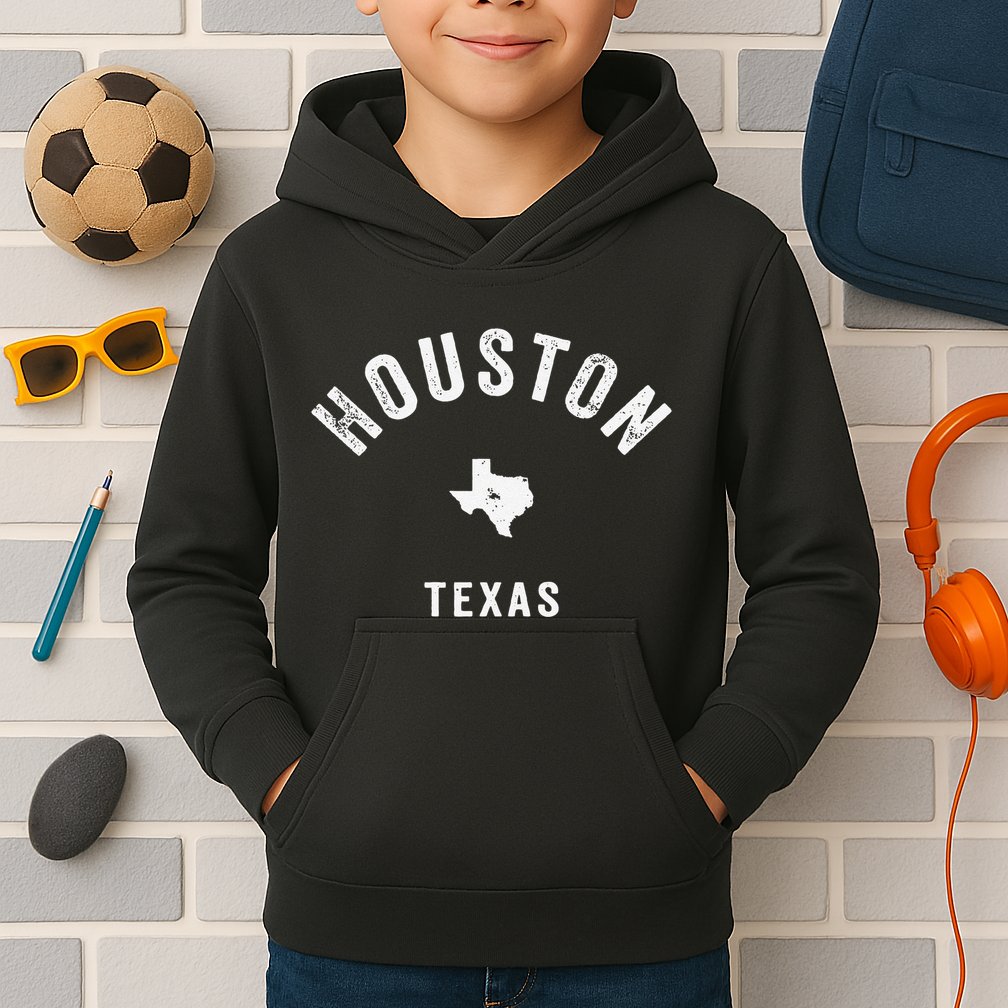 Houston Texas Tx Vintage 70s Athletic Sports Kids Hoodie