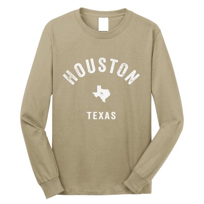 Houston Texas Tx Vintage 70s Athletic Sports Long Sleeve Shirt