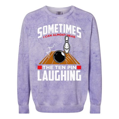 Hear The Ten Pin Laughing Funny Bowler & Bowling Colorblast Crewneck Sweatshirt