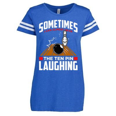 Hear The Ten Pin Laughing Funny Bowler & Bowling Enza Ladies Jersey Football T-Shirt