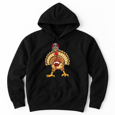 Happy Thanksgiving Turkey Playing Football Dad Hoodie