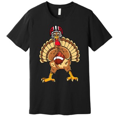 Happy Thanksgiving Turkey Playing Football Dad Premium T-Shirt