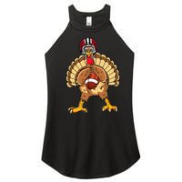 Happy Thanksgiving Turkey Playing Football Dad Women's Perfect Tri Rocker Tank