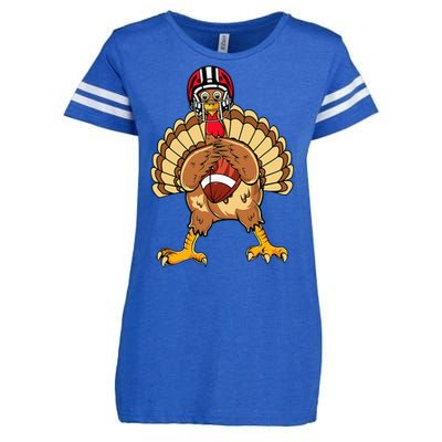 Happy Thanksgiving Turkey Playing Football Dad Enza Ladies Jersey Football T-Shirt