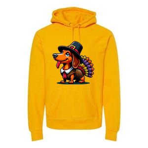 Humor Thanksgiving Turkey Weiner Dachshund Dog Premium Hoodie