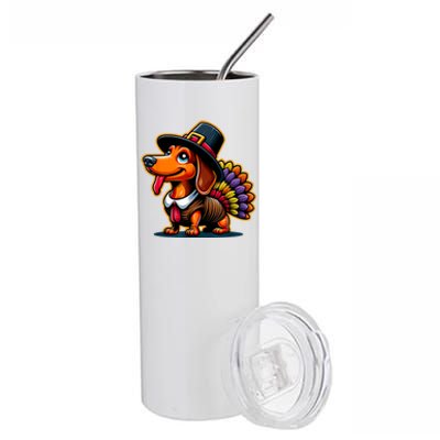 Humor Thanksgiving Turkey Weiner Dachshund Dog Stainless Steel Tumbler