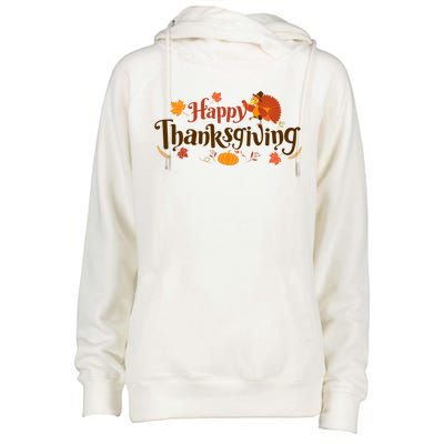 Happy Thanksgiving Turkey Holiday Cute Gift Womens Funnel Neck Pullover Hood