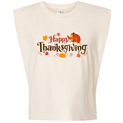 Happy Thanksgiving Turkey Holiday Cute Gift Garment-Dyed Women's Muscle Tee