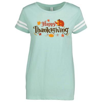 Happy Thanksgiving Turkey Holiday Cute Gift Enza Ladies Jersey Football T-Shirt