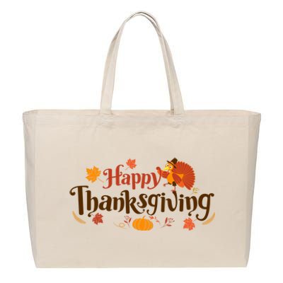 Happy Thanksgiving Turkey Holiday Cute Gift Cotton Canvas Jumbo Tote