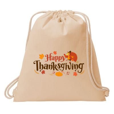 Happy Thanksgiving Turkey Holiday Cute Gift Drawstring Bag