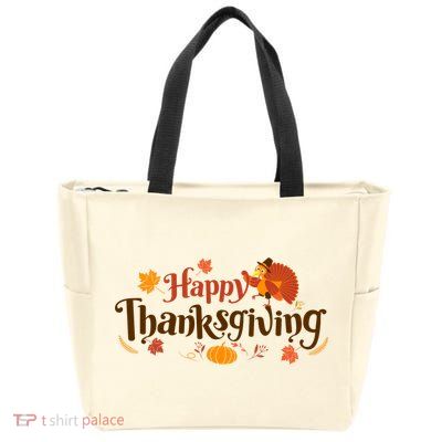 Happy Thanksgiving Turkey Holiday Cute Gift Zip Tote Bag
