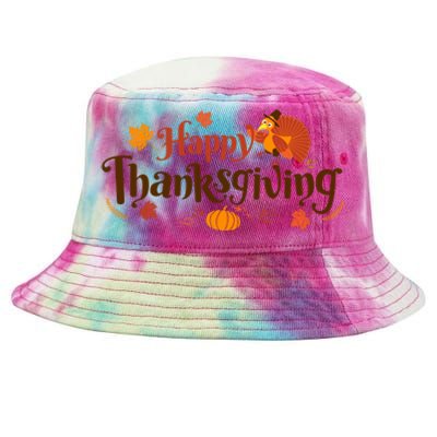 Happy Thanksgiving Turkey Holiday Cute Gift Tie-Dyed Bucket Hat