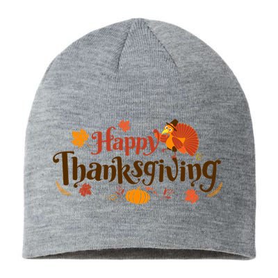 Happy Thanksgiving Turkey Holiday Cute Gift Sustainable Beanie