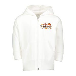 Happy Thanksgiving Turkey Holiday Cute Gift Toddler Zip Fleece Hoodie