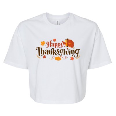 Happy Thanksgiving Turkey Holiday Cute Gift Bella+Canvas Jersey Crop Tee