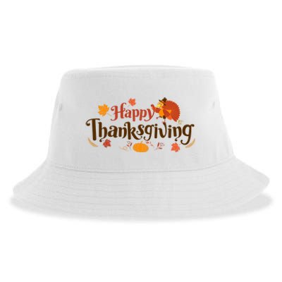 Happy Thanksgiving Turkey Holiday Cute Gift Sustainable Bucket Hat