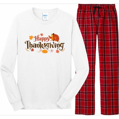 Happy Thanksgiving Turkey Holiday Cute Gift Long Sleeve Pajama Set