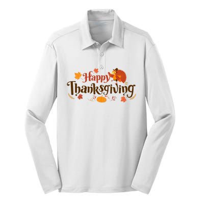 Happy Thanksgiving Turkey Holiday Cute Gift Silk Touch Performance Long Sleeve Polo