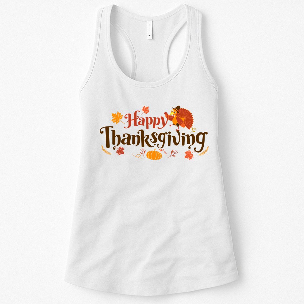 Happy Thanksgiving Turkey Holiday Cute Gift Womens Tank Top