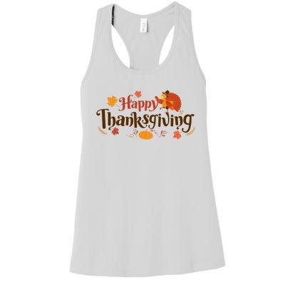 Happy Thanksgiving Turkey Holiday Cute Gift Women's Racerback Tank