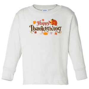 Happy Thanksgiving Turkey Holiday Cute Gift Toddler Long Sleeve Shirt