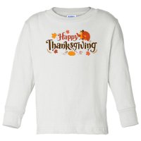 Happy Thanksgiving Turkey Holiday Cute Gift Toddler Long Sleeve Shirt