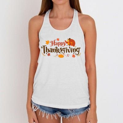 Happy Thanksgiving Turkey Holiday Cute Gift Women's Knotted Racerback Tank