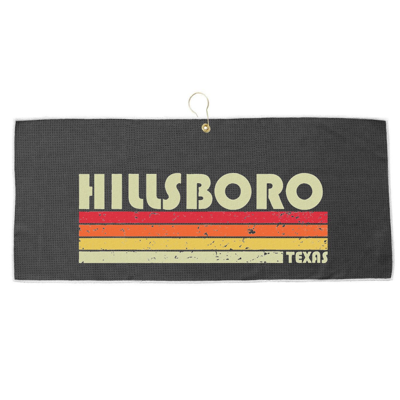 Hillsboro Tx Texas Funny City Home Roots Gift Retro 70s 80s Large Microfiber Waffle Golf Towel