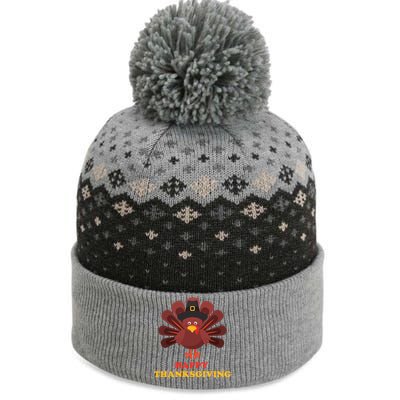 Happy Thanksgiving Turkey Holiday Festive The Baniff Cuffed Pom Beanie