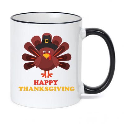 Happy Thanksgiving Turkey Holiday Festive 11oz Black Color Changing Mug