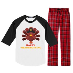 Happy Thanksgiving Turkey Holiday Festive Raglan Sleeve Pajama Set