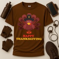 Happy Thanksgiving Turkey Holiday Festive Cooling Performance Crew T-Shirt