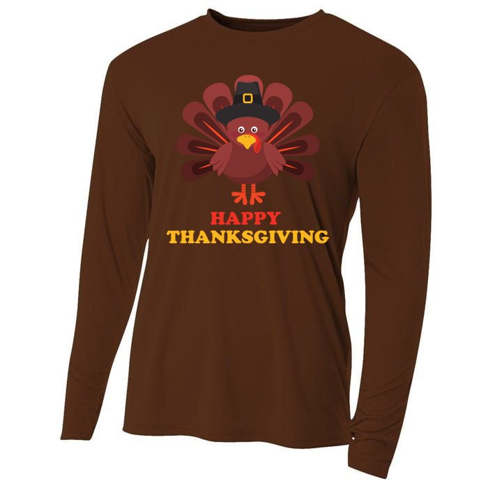 Happy Thanksgiving Turkey Holiday Festive Cooling Performance Long Sleeve Crew