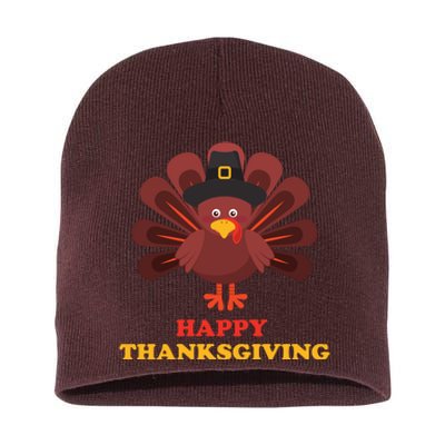 Happy Thanksgiving Turkey Holiday Festive Short Acrylic Beanie