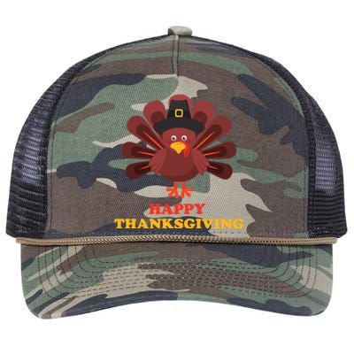 Happy Thanksgiving Turkey Holiday Festive Retro Rope Trucker Hat Cap